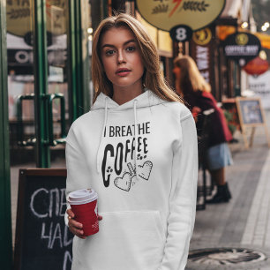 Grappige moderne koffie liefhebber Ik adem koffie Hoodie