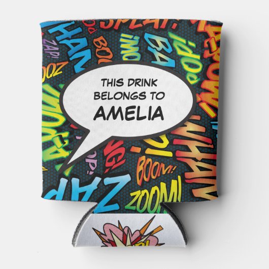 Grappige moderne persoonlijk spraakballon blikjeskoeler (Voorkant)