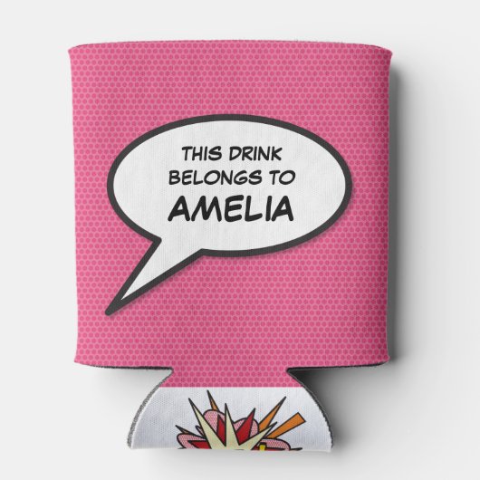 Grappige moderne persoonlijk spraakballon blikjeskoeler (Achterkant)