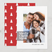 Grappige moderne typografie covid christusmasker f feestdagenkaart (Voorkant / Achterkant)