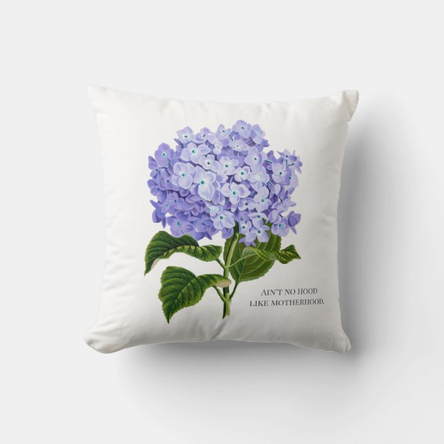 Grappige moeder Hortensia Botanische Bloemen Kussen (Voorkant)