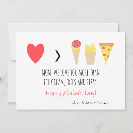 Grappige Moeder Liefde Je Meer Rode Hart Moederdag Feestdagenkaart (Voorkant)