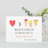 Grappige Moeder Liefde Je Meer Rode Hart Moederdag Feestdagenkaart (Staand voorkant)