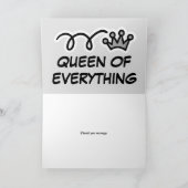 Grappige Moederdag kaart - Koningin van alles (Binnen)