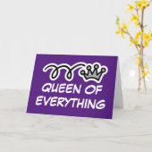 Grappige Moederdag kaart - Koningin van alles (Gele Bloem)