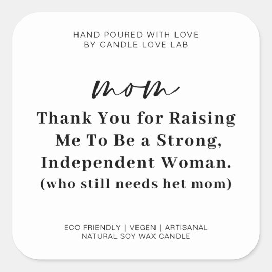 GRAPPIGE MOEDERDAG | Moeder kaars Vierkante Sticker (Voorkant)