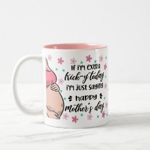 Grappige Moederdag van Baby Bump voor Mom to Be Tweekleurige Koffiemok
