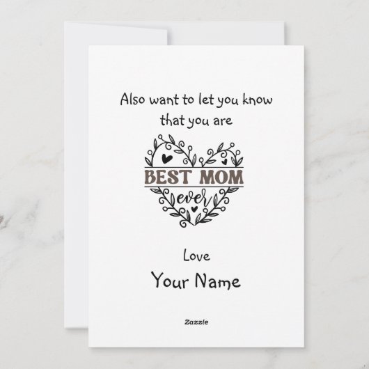 Grappige Moederdagkaart van zoon Feestdagenkaart (Achterkant)