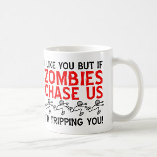 Grappige mok met struikelende zombies