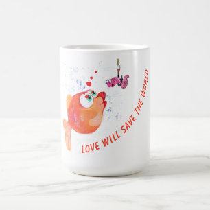 Grappige mok vis en worm - Liefde