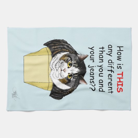 grappige mollige Tabby Cat Box Theedoek (Horizontaal)