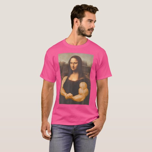 Grappige Mona Lisa Bodybuilding T-shirt (Voorkant volledig)