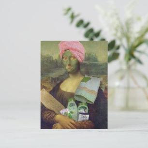 Grappige Mona Lisa doet huidverzorging Leonardo da Briefkaart