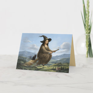 Grappige Mona Lisa Heks Halloween Kaart