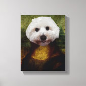 Grappige Mona Lisa Maltese Hond Stretched Canvas P (Voorkant)