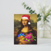 Grappige Mona Lisa Sinterklaas Feestdagenkaart (Staand voorkant)