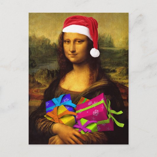 Grappige Mona Lisa Sinterklaas Feestdagenkaart (Voorkant)