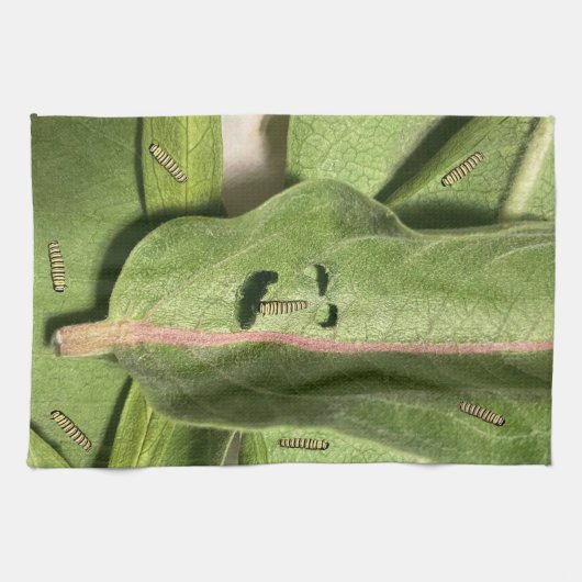 Grappige Monarch Butterfly Caterpillar Theedoek (Horizontaal)