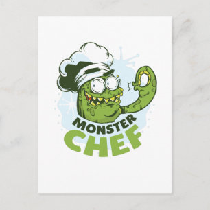 Grappige Monster Chef Kraken Octopus Monster op Ma Briefkaart