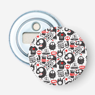 Grappige Monster Doodles Flesopener Button Flesopener
