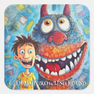 Grappige Monster Hond: Ghoulish Growling Hound Vierkante Sticker