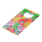 Grappige monsters, Waterverf naadloos patroon. Kredietkaart Flessenopener (Voorkant Gekanteld)