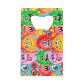 Grappige monsters, Waterverf naadloos patroon. Kredietkaart Flessenopener (Achterkant)