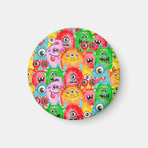 Grappige monsters, Waterverf naadloos patroon. Magneet