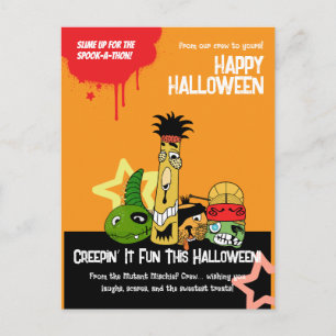Grappige Monsters Zombies Halloween Cartoon Ontwer Briefkaart