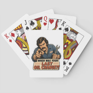 Grappige monteur olie verversen auto meme pokerkaarten