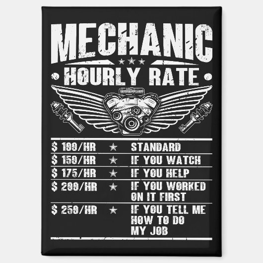 Grappige monteur uurtarief auto monteur arbeid magneet (Voorkant)