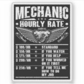 Grappige monteur uurtarief auto monteur arbeid sticker (Voorkant)