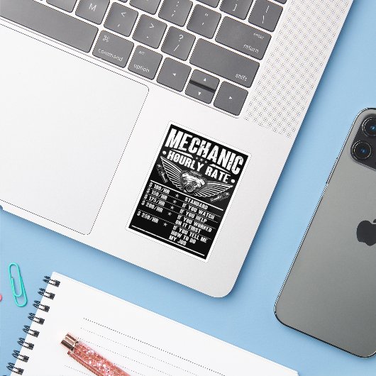 Grappige monteur uurtarief auto monteur arbeid sticker (Laptop met iPhone)