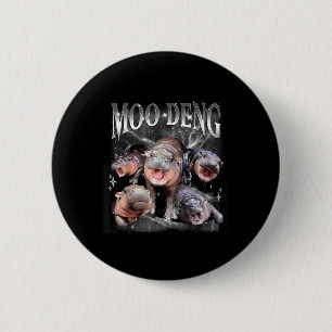 Grappige Moo-deng Baby Pygmy Hippo Schattigee dier Ronde Button 5,7 Cm