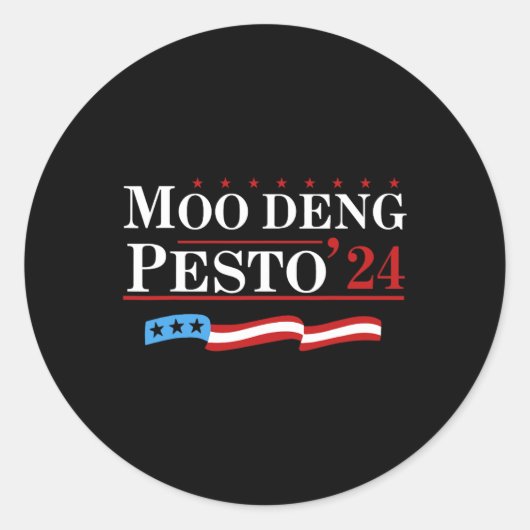 Grappige Moo Deng Pesto 24 Penguin Ba Ronde Sticker (Voorkant)