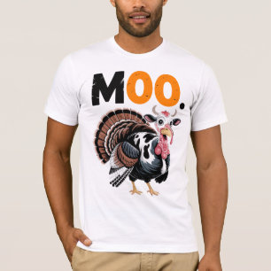 Grappige Moo Kalkoen Thanksgiving Design T-shirt