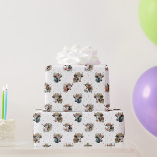 Grappige Mooie Bloemrijke Koeien met Hoge Haten Pa Cadeaupapier