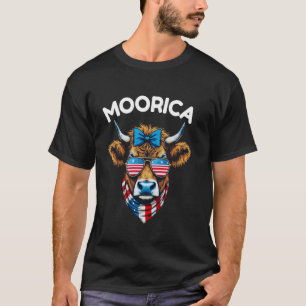 Grappige Moorica 4 juli Grappige Highland Koe Amer T-shirt