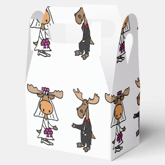 Grappige Moose bruid en bruidegom Bedankdoosjes (Geopend)