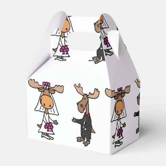 Grappige Moose bruid en bruidegom Bedankdoosjes (Voorkant Zijde)