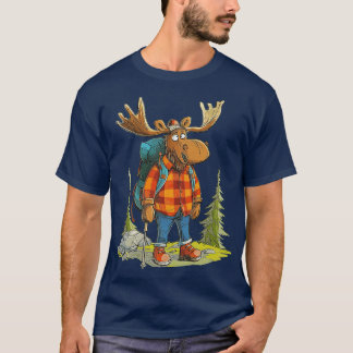 Grappige Moose Camping Wandelen T-shirt