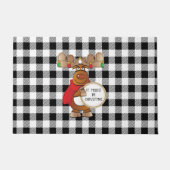 Grappige Moose Zwart Wit Buffel Check Kerstmis Deurmat (Voorkant)