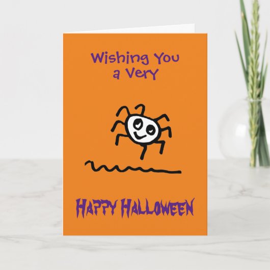 Grappige Moppertje enge spin Halloween kaart (Voorkant)
