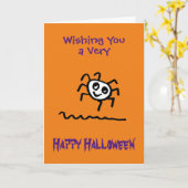 Grappige Moppertje enge spin Halloween kaart (Gele Bloem)