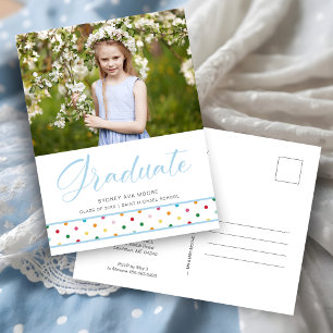 Grappige Moppige Blauwe Stippen Afstudeerfoto Afst Briefkaart