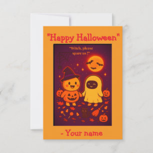 Grappige Moppige Halloweenkaart voor Kinderen 2025 Kaart