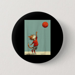 Grappige Moppige Kat Sport Grappig Basketbal Ronde Button 5,7 Cm