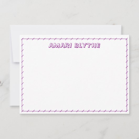 Grappige Moppige Speelse Meisjesachtige Paarse Ran Notitiekaartje (Voorkant)