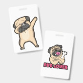 Grappige mopshond badge (Voor- en achterkant)