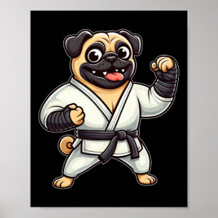 Grappige Mopshond Doet Karate Martial Arts Poster